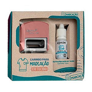 Carimbo Kit Para Marcação Em Tecido N302 Nykon E Uniforme Cor da tinta Preta Cor do exterior Rosa pastel