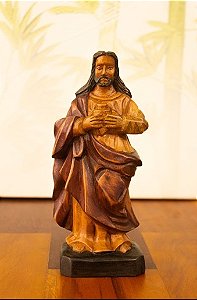 Sagrado Coração de Jesus em madeira 20 cm │ Mestre Dunga │ Alagoas