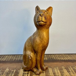 Gato em madeira Massaranduba | 38 cm | MG