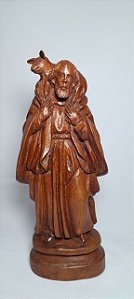 Escultura em madeira Pastor com ovelha | Timaia | Penedo - AL