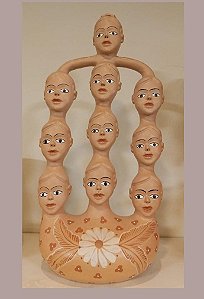 Escultura cabeças em cerâmica chafariz / Vale Jequitinhonha-MG
