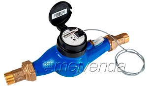 Hidrômetro Multijato DN 1" Vazão máxima 10m³/h Equipado com Sensor de Pulsos + Conexões Metálicas