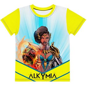 MEU HERÓI - Alfa Universo Alkymia Amarela - Camiseta de Heróis Brasileiros