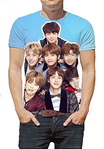 BTS Bantang Boys - Azul autografada - Camiseta de KPOP