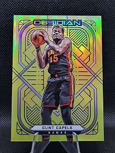 Panini Obsidian Electric Etch Yellow Flood 2021-22 CLINT CAPELA
