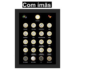 Quadro Magnético Coleção Moedas Comemorativas Jk Bc Beija Flor Olimpiadas Jogos Olimpicos