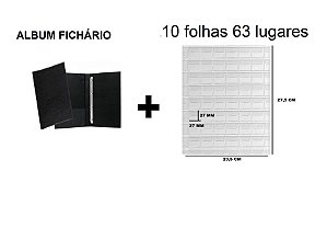 Album Fichário + 10 folhas para 63 moedas + brinde