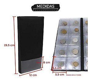 Álbum Fichário Pasta Para 200 Moedas Coin Holder Portátil