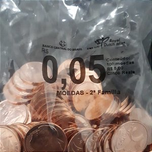 Sachê Lacrado Moeda 5 centavos 2019 Fabricada na Holanda Letra A