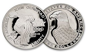 Moeda de Prata 1983 Olympic Dollar
