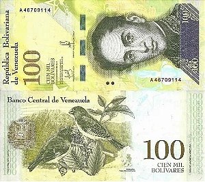 Cedula Venezuela 100000 Bolivares 2017 - Fe