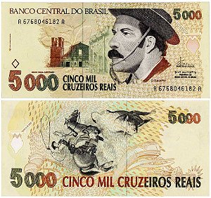 Cédula C239 Brasil 5000 Cruzeiros Reais 1993 – Cédula Gaúcho MBC