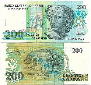 Cédula Brasil 200 Cruzeiros 1990  C215 Fe