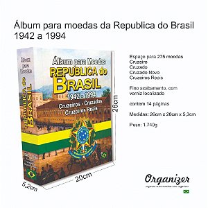 Álbum para moedas da Republica do Brasil 1942 a 1994