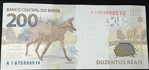 Cédula 200 reais FE Série AI  Lobo guará
