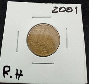 10 centavos 2001 Reverso horizontal para direita