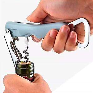 Abridor e Saca rolhas com Canivete Inox Abridor de Garrafas Lata Profissional Garçom
