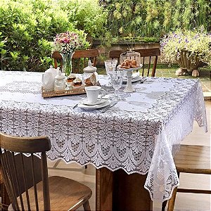 Toalha de Mesa Quadrada de Renda Branca 140x140 cm - PANAMI