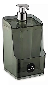 Porta Detergente e Esponja Translucido com Prata Dispenser Slim