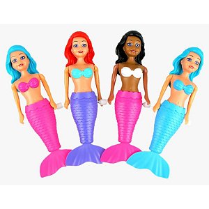 Boneca Sereia Encantada e Mexe Nadadeiras Barbatana Nada De Costas Movimenta Barbatana Boneca Sereia Encantada