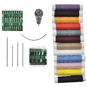 Kit Costura  Agulhas e Linhas - Jogo de Agulhas e Linhas 39 peças - Agulhas e Linhas Kit Costura - PANAMI