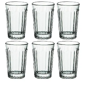 Jogo de Copo de Vidro 210ml Canelado em Relevo Kit Copos 06 Unidades para Suco Água Refrigerante Drinks