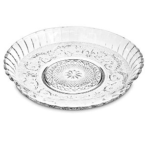 Prato com Borda de Vidro GRANDE 30cm SUPER RESISTENTE - Prato de Bolo Pudim Doces Fruteira na Mesa