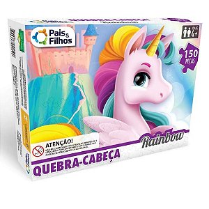 Quebra Cabeça RAINBOW 150 PC - UNICORNIOS ROSA - Pais E Filhos Quebra-Cabeça Rainbow Pais & Filhos Rosa - PANAMI
