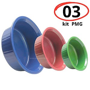Jogo Bacias 3 Peças PMG  750Ml /1,25L /2,5L Plástica Cozinha Organização