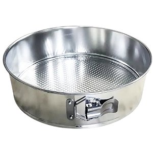 Forma para Bolo Fundo Removível 25cm GRANDE - Alumínio Fecho Lateral Antiaderente - Desmontável Versátil Torta