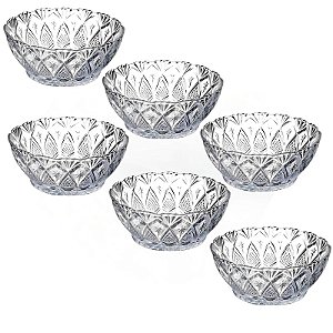 Jogo de Sobremesa Bowl 6 Pecas Vidro - Tigela de Vidro Conjunto Bowls de Sobremesa Taças em Vidro Toffee