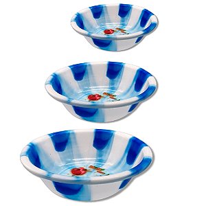 Kit Bacia Plastica Siliconada PMG 28cm | 33cm | 37cm - Colorida Redonda Estampada Um Charme - PANAMI