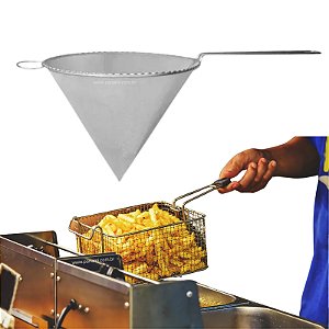 Coador de Oleo Metal N.16 Cone Peneira Fina Cônica Cone Chinoy Para Coar Óleo Fritura Chá Suco Caldo de Cana - PANAMI