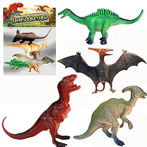 Kit Dinossauro Coleção 4 Peças Dino Sortida O Mundo dos Dinossauros Brincadeira de Criança