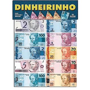 Brinquedo Dinheiro Falso 50 Notas - Dinheirinho de Papel 10,5X4,3CM Prenda Festa Brinde