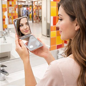 Espelho de Bolsa 9cm Duplo Estampa Sortidas | Espelho de Bolsa Portátil | Compacto Prático e Fofo - PANAMI