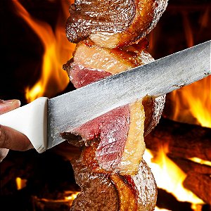 Faca com Cabo Branco Nylon de 10" - Açougueiro Churrasco Cozinha Carne Aço Inox Prime Confort Profissional Blanc - PANAMI