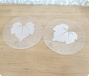 Kit 10 Porta-copos redondo com folha gravado