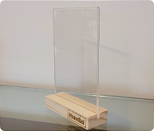 Kit 15 Displays 10x15 de mesa em pinus e acrílico vertical base personalizada