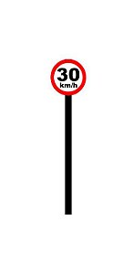 Placa de sinalização HO Vel. permitida (30km/h)