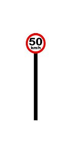 Placa de sinalização HO Vel. permitida (50km/h)