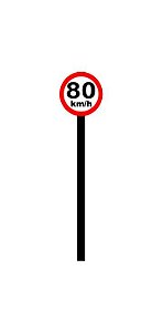Placa de sinalização HO Vel. permitida (80km/h)