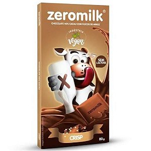 CHOCOLATE 40% CACAU C/FLOCOS DE ARROZ- 80G - ZEROMILK