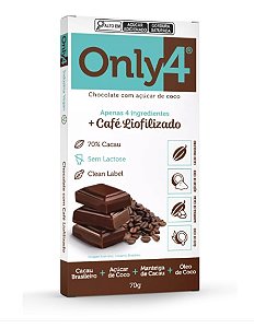 CHOCOLATE 70% C/ CAFE LIOFILIZADO - 70G - ONLY4