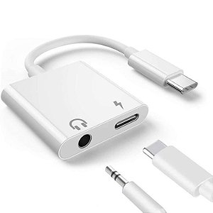 Adaptador Conversor Tipo C para Fone de Ouvido e Carregador