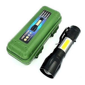 Mini Lanterna Recarregável Led Usb Com Estojo