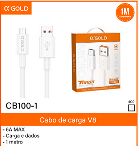 CX C/400 Unidades Cabo de Dados e Carga Rápido A'Gold Usb V8 1M