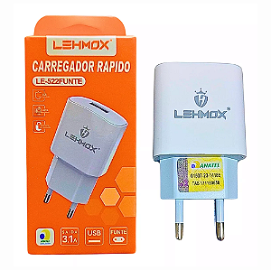 Carregador USB S/Cabo 3.1A 5V  Lehmox