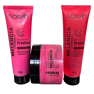 Linha Completa Frutas Porán Sabonete + Hidratante+ Esfoliante Corpo e Rosto