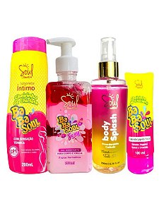 Kit Sabonete Facil + Sabonete Intimo + Body Splash Paradox + Hidratante Sexy Frutas Vermelhas Soul Cosméticos